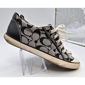 Coach Black & White Canvas Monogram Sneakers Womens Size 7.5